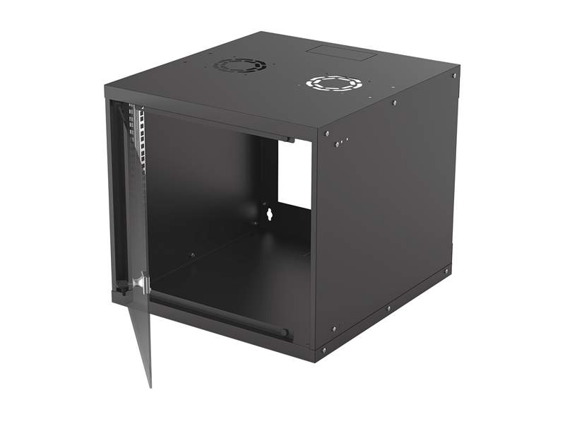 9U WALL MOUNT CABINET, 600MM DEEP, GLASS DOOR
