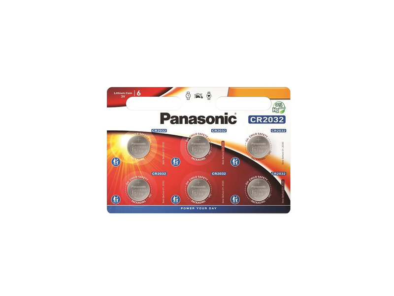 PANASONIC CMOSCOIN CR2032 6 PACK BUTTON BATTERY
