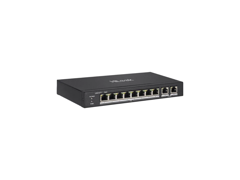 HIK HIWATCH 8-PORT POE SWITCH, 2 X GIG UPL, 2X LR