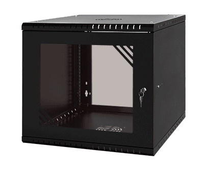 9U WALL MOUNT CABINET,  600MM DEEP, GLASS DOOR