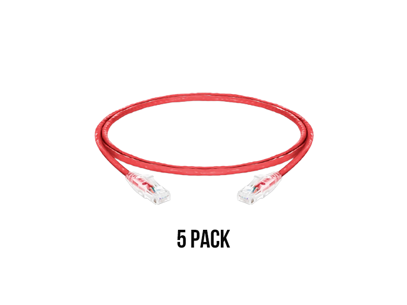 HAYDON RED CAT5 1M RJ45 PATCH LEAD X5 PACK